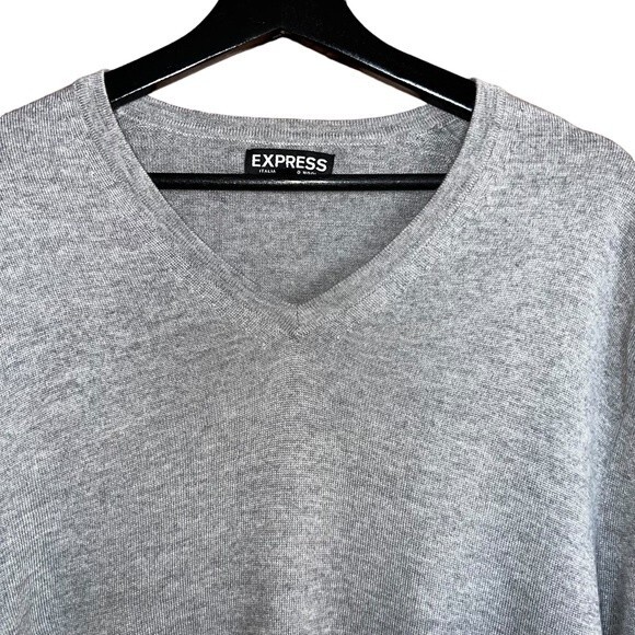 Express Mens Merino‎ Wool Sweater Grey Size XL - Picture 2 of 10